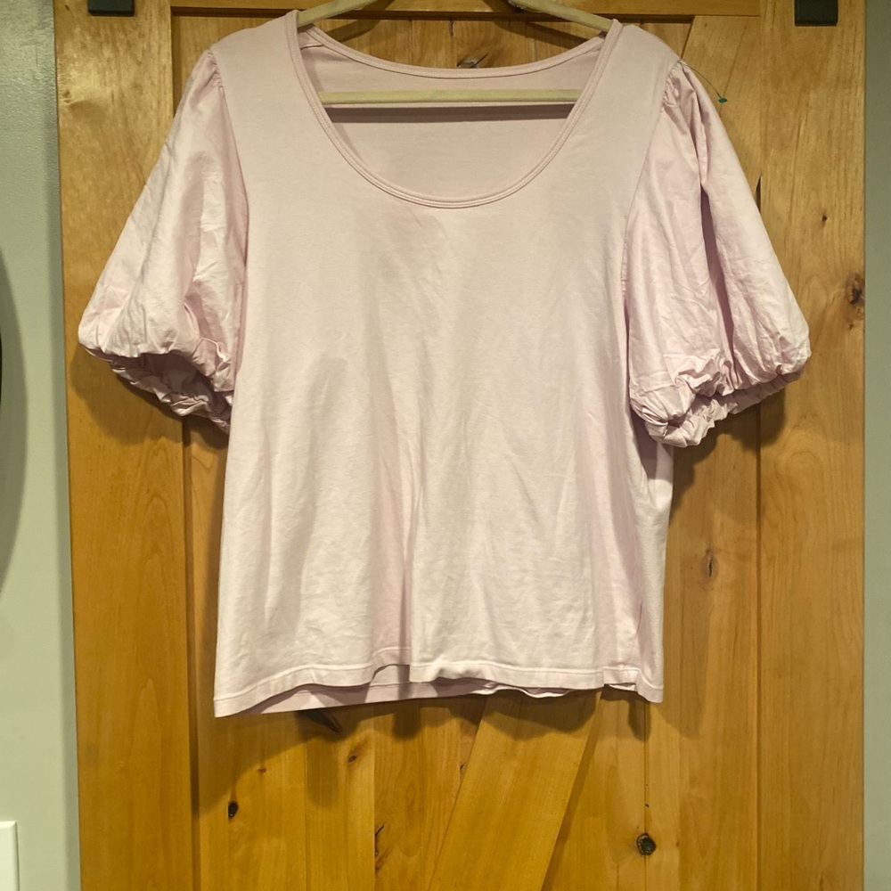 Old Navy Blush Pink Puff Sleeve Top - Picture 2 of 6